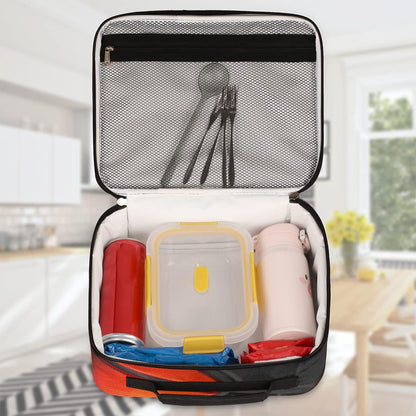 Kids Lunch Box for Boys Girls Black Red Sport Basketball Insulated Lunch Bag Reusable Small Cooler Bag Meal Containers Tote Kit for School Travel Women Men