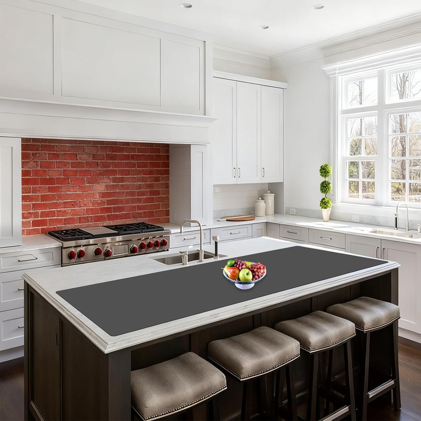 47.2"x23.6"(120cmx60cm) Large Silicone Mat for Kitchen Counter, Non-Slip Heat Resistant Countertop Protector, Waterproof Multipurpose Mat for Kitchen Island, Black
