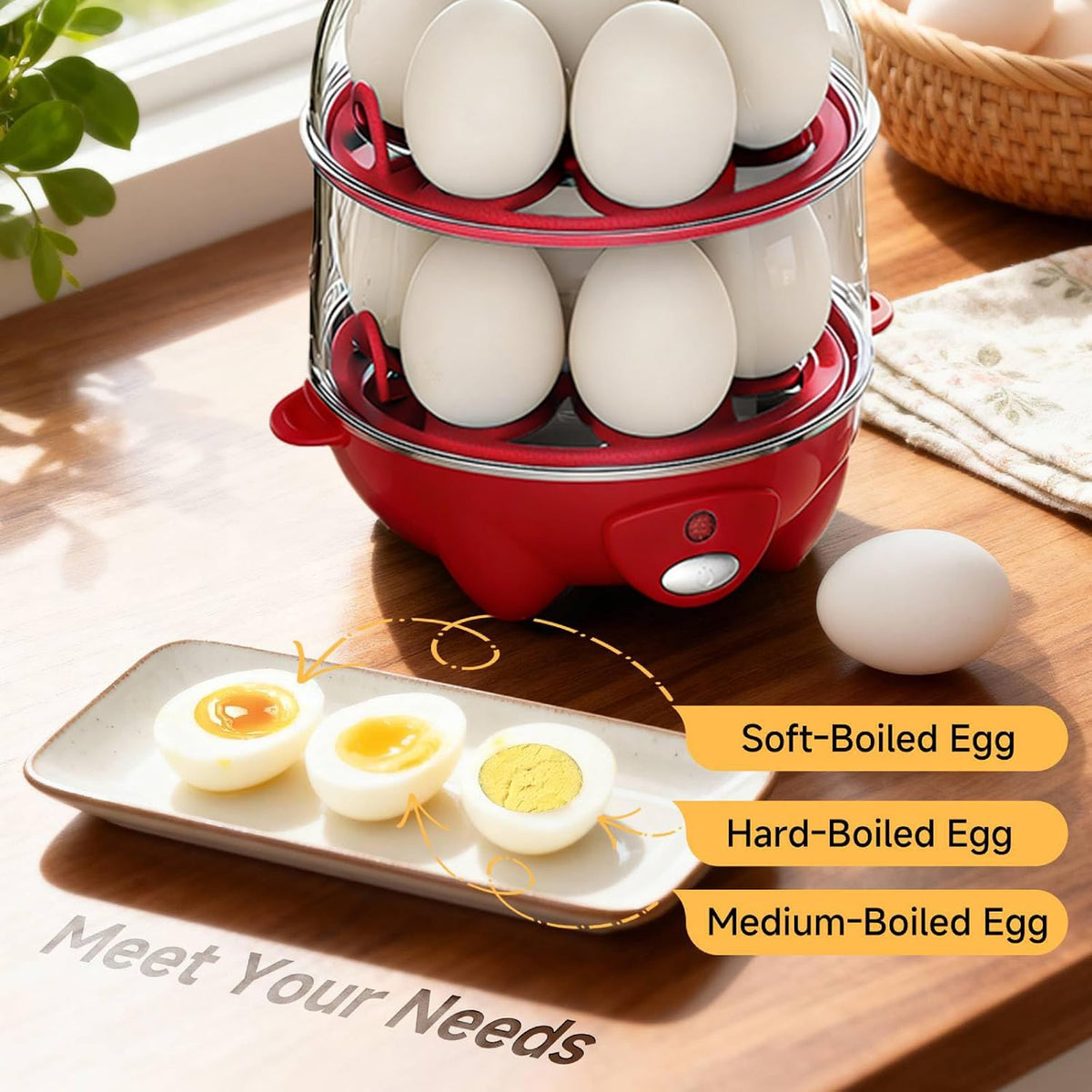 Egg Cooker,Rapid 7 Eggs Boiler with Auto Shut-off-Green