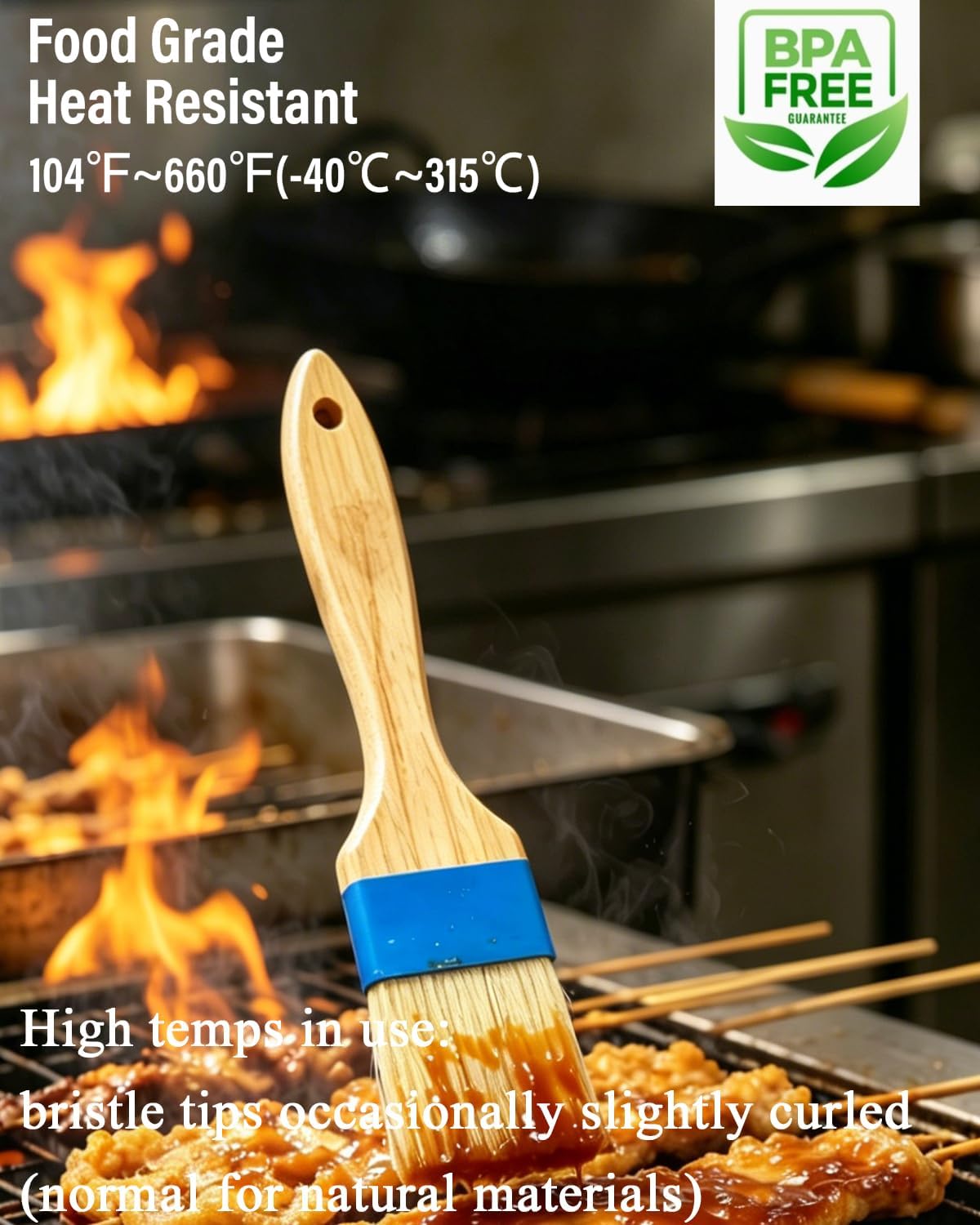 Natural Boar Bristle Pastry Brush,Heat Resistant Basting Brush for Cooking, BBQ, Baking, Food Grade Wooden Handle Oil Brush for Egg Wash, Butter,Marinade, Sauce, Dishwasher Safe(1",1.5",3PC)