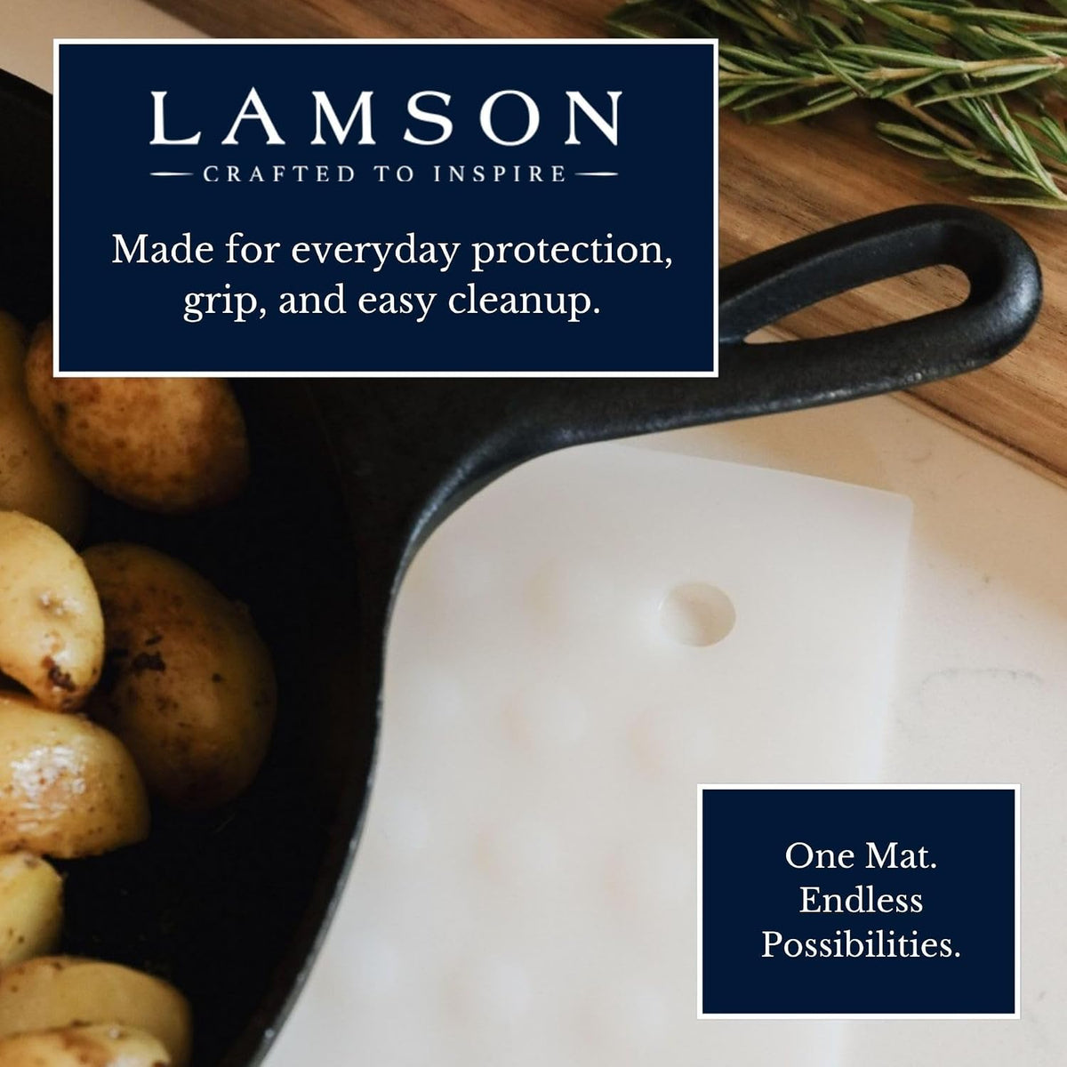 Lamson Silicone Pot Holder, 7x7 in Heat Resistant Trivet, Black