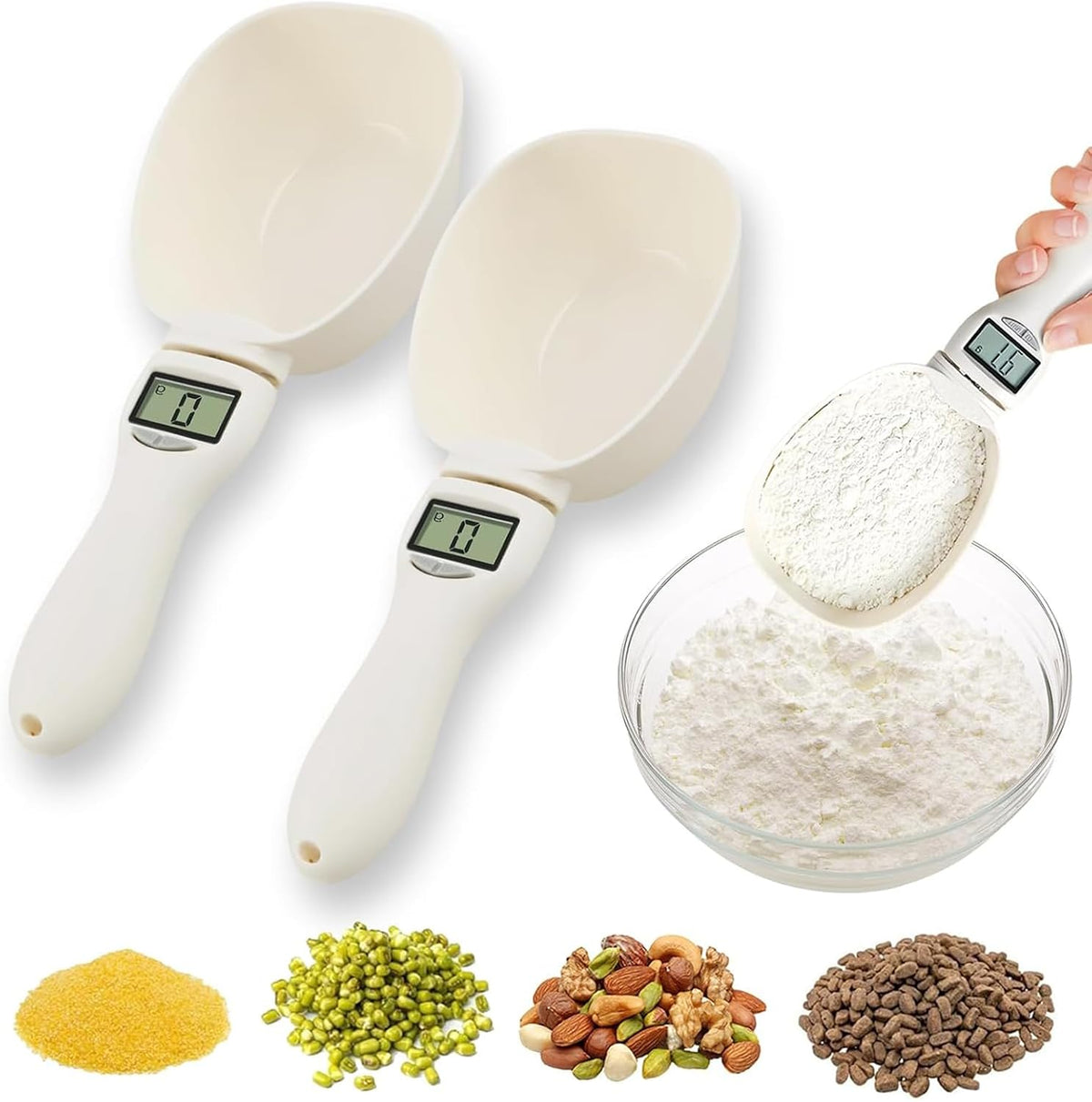 Food Measuring Scoop Scale, Digital Measuring Spoon, Weighing Spoon Scale 800g / 0.1g High Precision with LCD Screen, Display Electronic Measuring Spoon for Kitchen Gadgets and Daily Meals