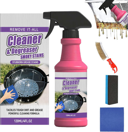 Fast-Acting Heavy-Duty Grill Degreaser Spray, BBQ Grill Cleaner Spray for Smoky Stains, Removes Grease & Carbon, 120ML for Outdoor Grills, Kitchen Grates and Racks, Electric Smokers (3Pc)