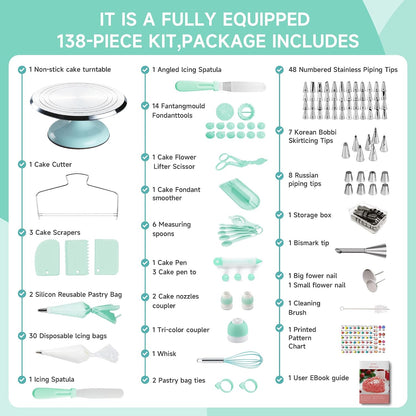 Aluminum Cake Decorating Kit, Baking Supplies Tools for Beginners & Pros