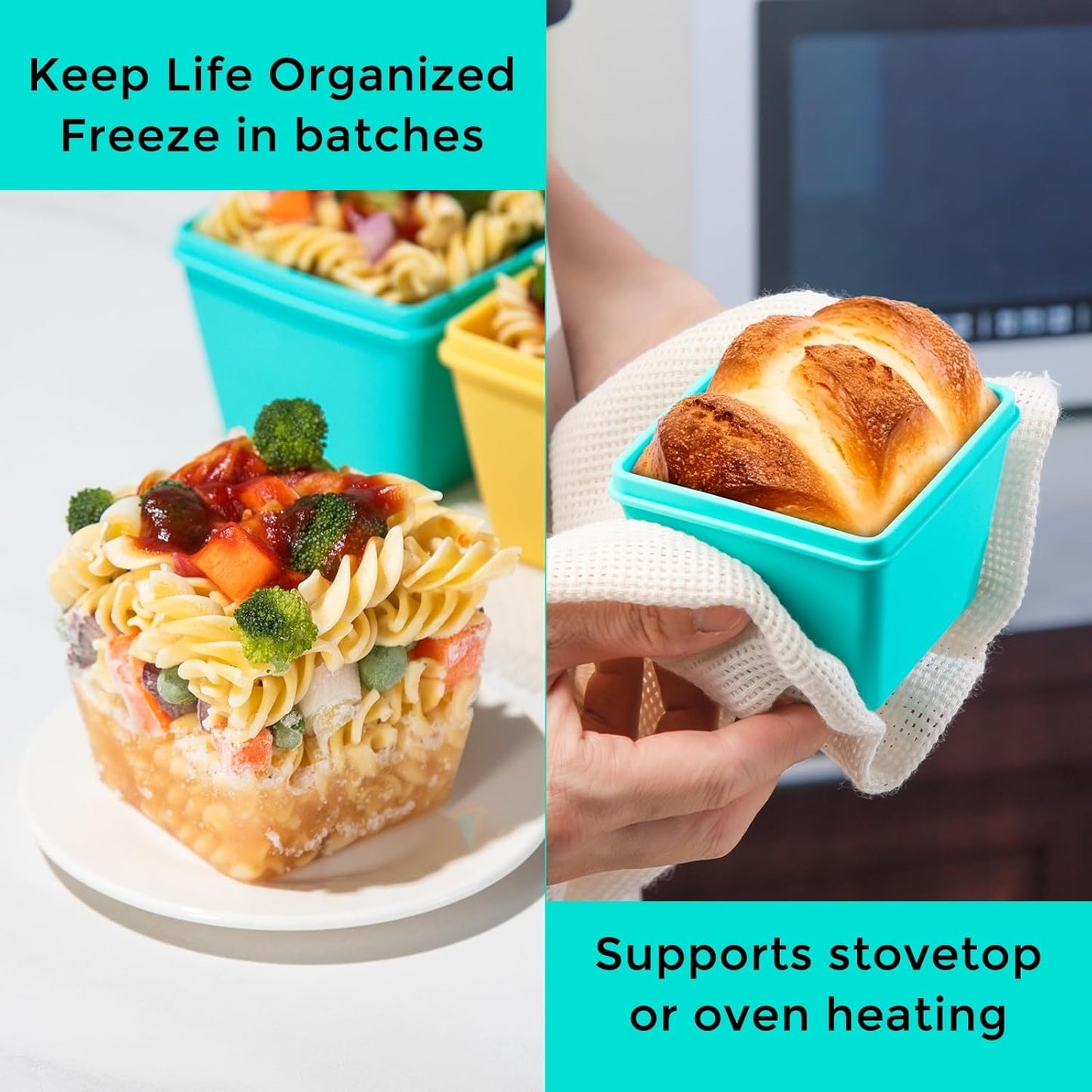 Gemice 1-Cup Silicone Freezer Molds with Lids, Individual 4-Pack Portion Soup Cubes Freezer Trays for Food Storage, Oven & Dishwasher Safe, BPA-Free, Silicone Freezer Containers for Meal Prep