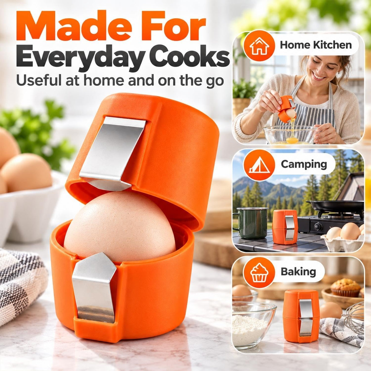 Egg Peeler Portable Tool for Hard Boiled Prep with Crack and Peel Design