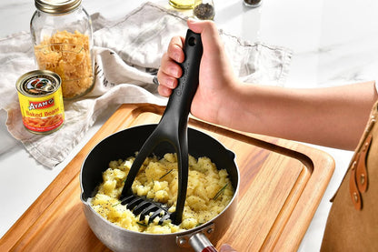 Nylon Potato Masher - Non-Scratch, Dishwasher Safe Tool for Mashed Potatoes, Avocado - Plastic Meat Chopper, Heat Resistant Masher for Hamburger, Ground Beef Smasher Tool