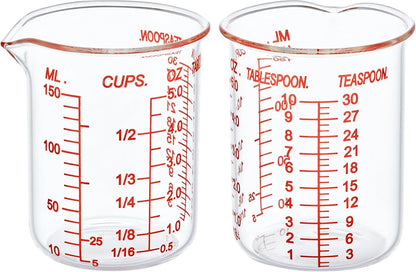 3 Piece Glass Measuring Cup Set, Includes 1/2-Cup, 1-Cup, and 2-Cup High Borosilicate Glasss Liquid Measuring Cups, Dishwasher, Freezer, Microwave, and Preheated Oven Safe, Essential Kitchen Tools