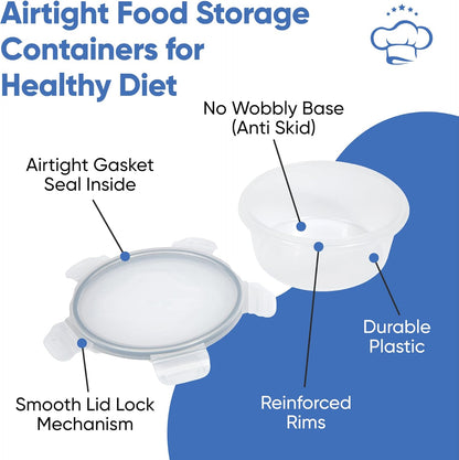 Chef's Path 28 Piece Airtight Food Storage Containers with Easy Snap Lids, 14 Containers and Lids, Stackable Kitchen and Pantry Canisters for Coffee, Meal Prep and Food Storage -Transparent