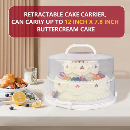 12 Inch Cake carrier Container with Lid and Handles Includes Insulated Bag for Safe Transportation of Buttercream Doesn't Melt Easy for Cakes, Pies and Cupcakes (Grey)