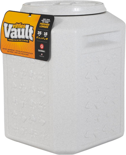 Vittles Vault Traditional Pet Food Storage Container For Dog Kibbles/Bird Seed/Oatmeal/Rice/Flour/Cereal, BPA Free Plastic, Sealed Airtight For Cat Food, Up To 30 lb, Made in USA, With Scoop, Gray