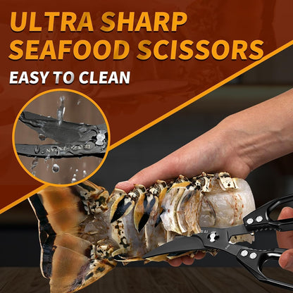 HUUSK Kitchen Scissors All Purpose - Stainless Steel Kitchen Shear, Sharp Silver Meat Scissors Dishwasher Safe, Heavy Duty Poultry Shears, Japanese Cooking Scissor for Food, Christmas Gifts for Women