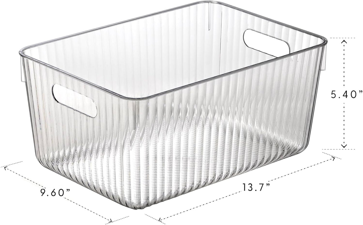 BINO | Plastic Storage Bins, X-Large | THE GATSBY COLLECTION | Clear Storage Bins for Organization | Pantry Organizers | Kitchen Organizer | Fridge & Freezer Organizer | Cabinet Plastic Containers