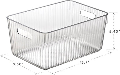 BINO | Plastic Storage Bins, X-Large | THE GATSBY COLLECTION | Clear Storage Bins for Organization | Pantry Organizers | Kitchen Organizer | Fridge & Freezer Organizer | Cabinet Plastic Containers
