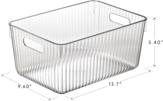 BINO | Plastic Storage Bins, X-Large | THE GATSBY COLLECTION | Clear Storage Bins for Organization | Pantry Organizers | Kitchen Organizer | Fridge & Freezer Organizer | Cabinet Plastic Containers