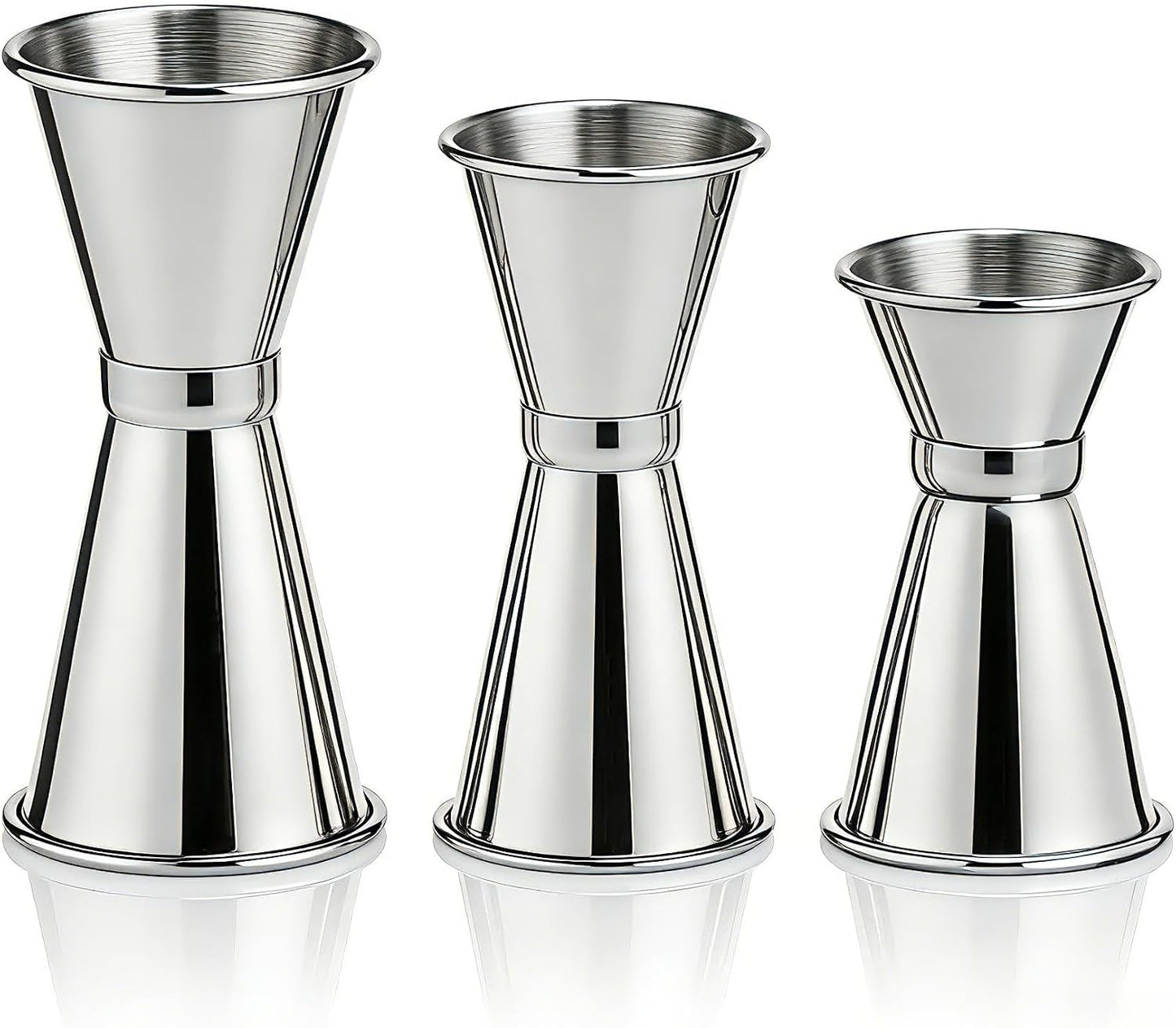 TXIN 3 Pieces Cocktail Jigger Set Stainless Steel Measuring Cup for Bartending, Japanese Style Double Sided Bar Jiggers - 1 & 2 oz, 3/4 & 1 1/2 oz, 1/2 & 1 oz, Professional Home Bartender Kit