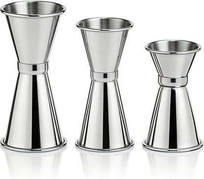 TXIN 3 Pieces Cocktail Jigger Set Stainless Steel Measuring Cup for Bartending, Japanese Style Double Sided Bar Jiggers - 1 & 2 oz, 3/4 & 1 1/2 oz, 1/2 & 1 oz, Professional Home Bartender Kit