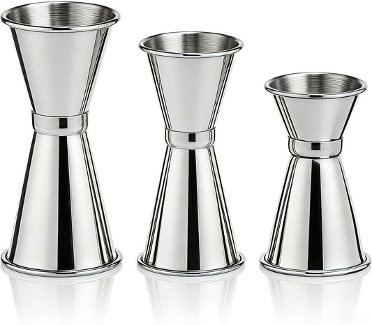 TXIN 3 Pieces Cocktail Jigger Set Stainless Steel Measuring Cup for Bartending, Japanese Style Double Sided Bar Jiggers - 1 & 2 oz, 3/4 & 1 1/2 oz, 1/2 & 1 oz, Professional Home Bartender Kit