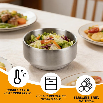 6 Pack 12 oz Stainless Steel Bowl with Lid Korean Soup Rice Bowl for Cereal Kitchen Restaurant Double-walled Anti Scalding Metal Bowls for Soup Salad Noodles Insulated