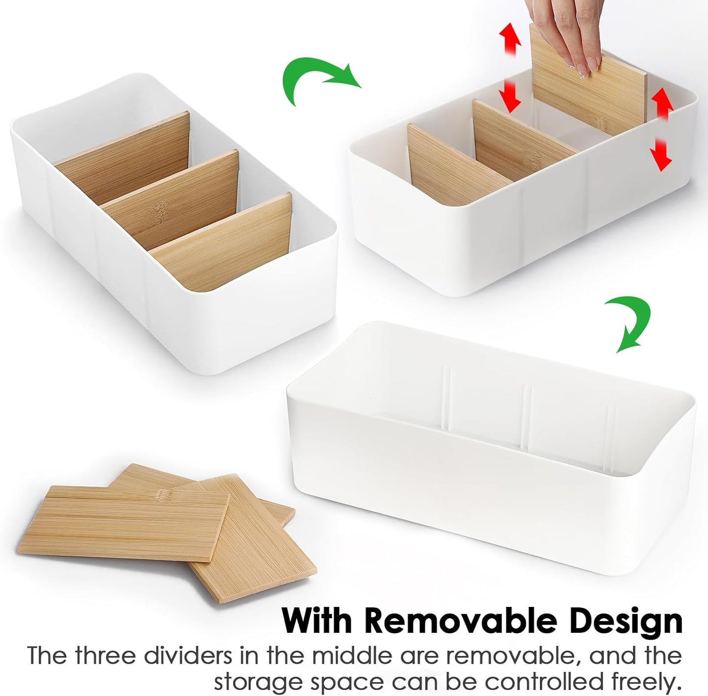 BSTKEY Seasoning Packet Organizer, Food Storage Organizer with Divided 4 Bamboo Wood Compartments, Black Plastic Storage Caddy for Pantry Cabinet, Kitchen Organization Bin for Snacks Spice Packets