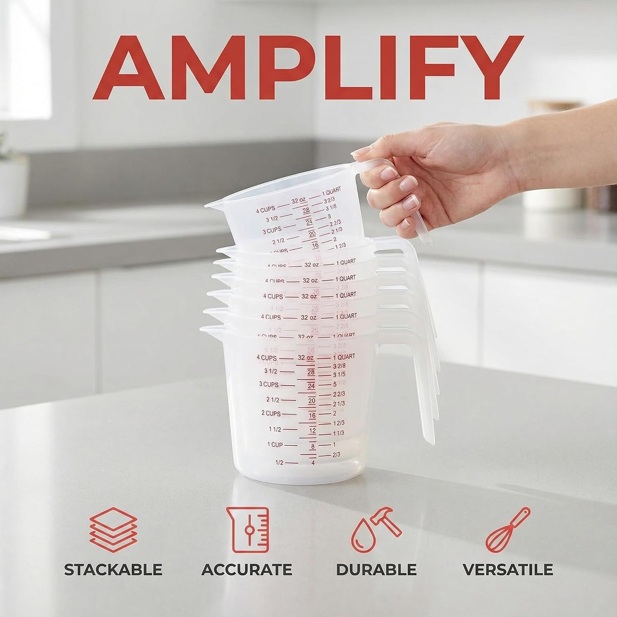 1 Cup/8 Oz Plastic Measuring Cups With Spout And Handle