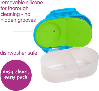 b.box Snack Box 2-Pack - Leak Proof Mini Bento Box for Kids & Toddlers, 2 Compartment Snack Containers for Kids, Dishwasher Safe, BPA-Free, PFAS-Free, Ages 4mo+, 1 3/4 Cup Each (Strawberry + Lilac)