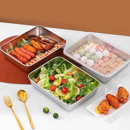 Stainless Steel Grilling Prep and Serve Tray, BBQ Platter, Grilling for Cooked and Raws Meat Fridge Food Storage BBQ Platter for Raws and Cooked Food