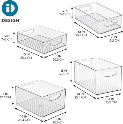 iDesign Stackable Pantry Bins with Handles, 4 Small and 4 Medium Bins, 8 Pack, Clear, Made in USA