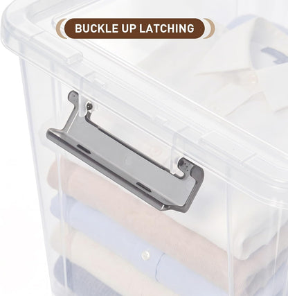 Citylife 32 QT Plastic Storage Bins with Latching Lids Stackable Storage Containers for Organizing Large Clear Storage Box for Garage, Closet, Kitchen, 4 Packs