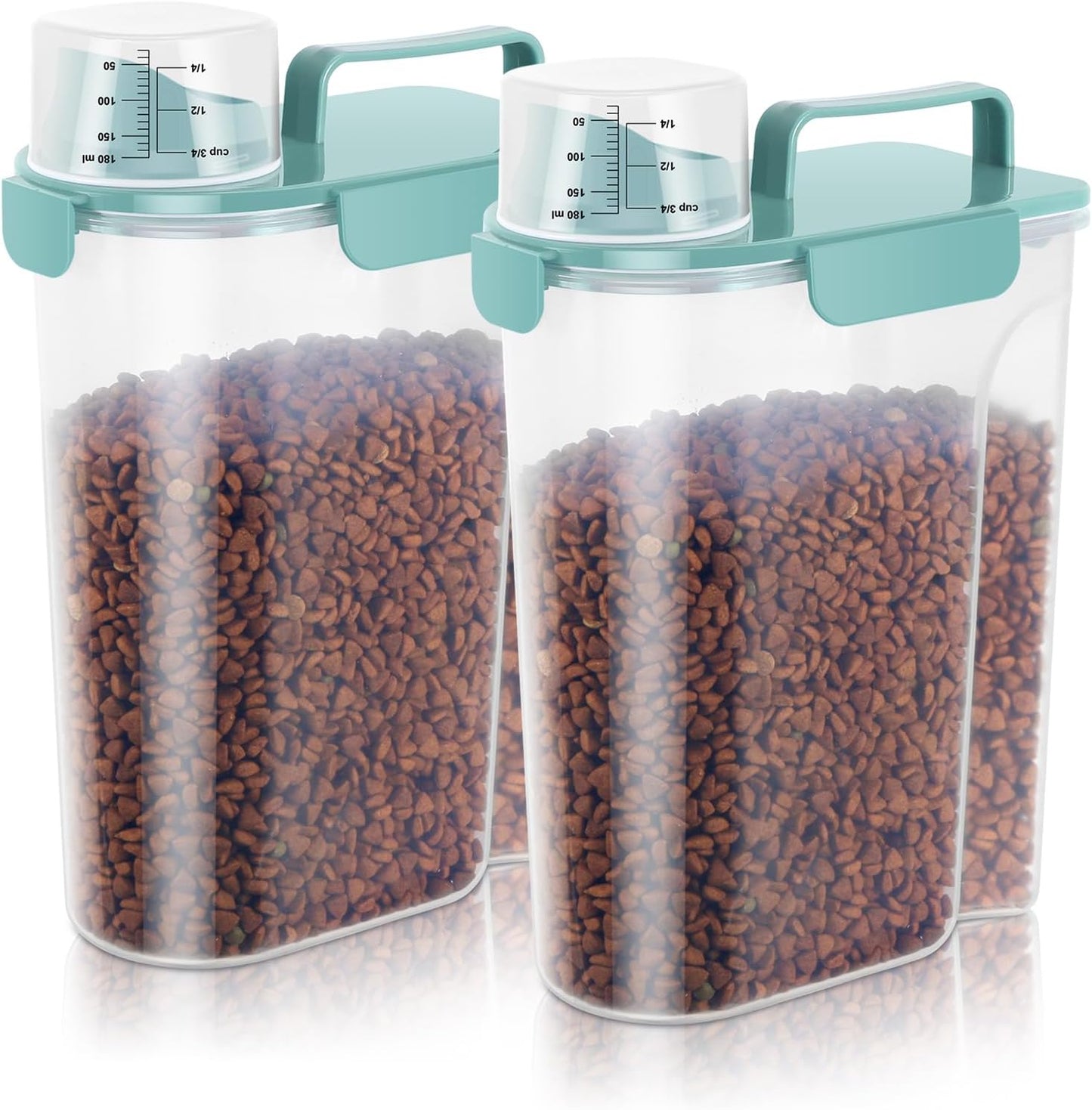 LEAWALK 5-7Lbs Dog Cat Food Storage Container with Upgraded Large Nozzle BPA-free, 4 Snap Seals Plastic Pet Food Storage Containers with Handles are Easy to Clean and Carry