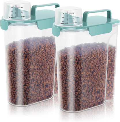 LEAWALK 5-7Lbs Dog Cat Food Storage Container with Upgraded Large Nozzle BPA-free, 4 Snap Seals Plastic Pet Food Storage Containers with Handles are Easy to Clean and Carry