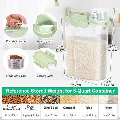 TBMax Rice Container 10 Lbs, Cereal Container Oatmeal Storage, Airtight Food Dispenser with Easy-pouring Spout & Handy Cup for Flour Grain Beans, Pet Dog Cat Bird Food Storage Container