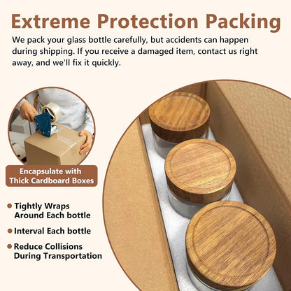 KEYWING 88oz Large Glass Jars with Airtight Acacia Wood Lids, Set of 3 Food Storage Containers for Flour, Sugar, Rice, Pasta, Cereal, Cookies – Includes 126 Labels