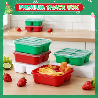 Honeydak 5 Pack Snack Containers 3 Compartment Bento Snack Boxes Divided Meal Prep Containers with Lids Reusable Adults Lunch Food Storage Box for School Work Travel(Elderberry)
