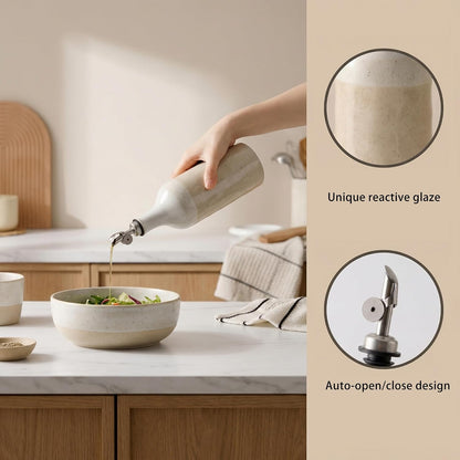 Olive Oil Dispenser Bottle for Kitchen, 23 Oz Large Ceramic Oil Dispenser