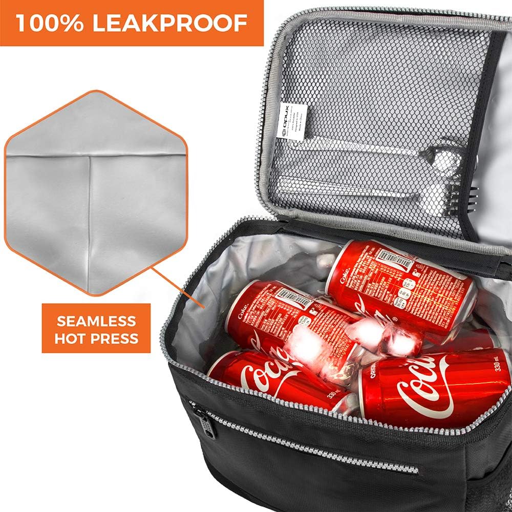 opux Insulated Lunch Box Men Women, Lunch Bag for Work School, Leakproof Soft Cooler Tote Adult, Large Lunch Pail Kids Boys Girls, Picnic Beach Food Bag with Shoulder Strap, Purple Floral