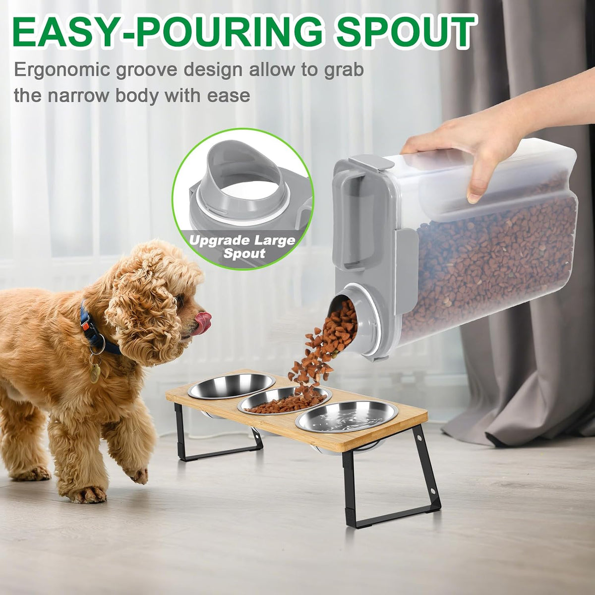TBMax 10 Lbs Cat Dog Food Storage Container, 2026 Upgraded Large Pouring Container for Pet Food Storage, Bird Seed Dispenser, Portable Travel Kibble Holder -Dark Green