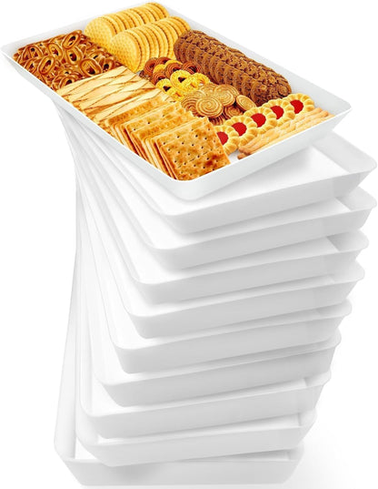 WOWBOX 4 pcs Serving Tray for Party, Grilling Accessories, Serving Platters for Snacks, Fruit, Reusable Plastic Trays for Serving Food and Pantry Organization in Kitchen & for Mothers Day Parties