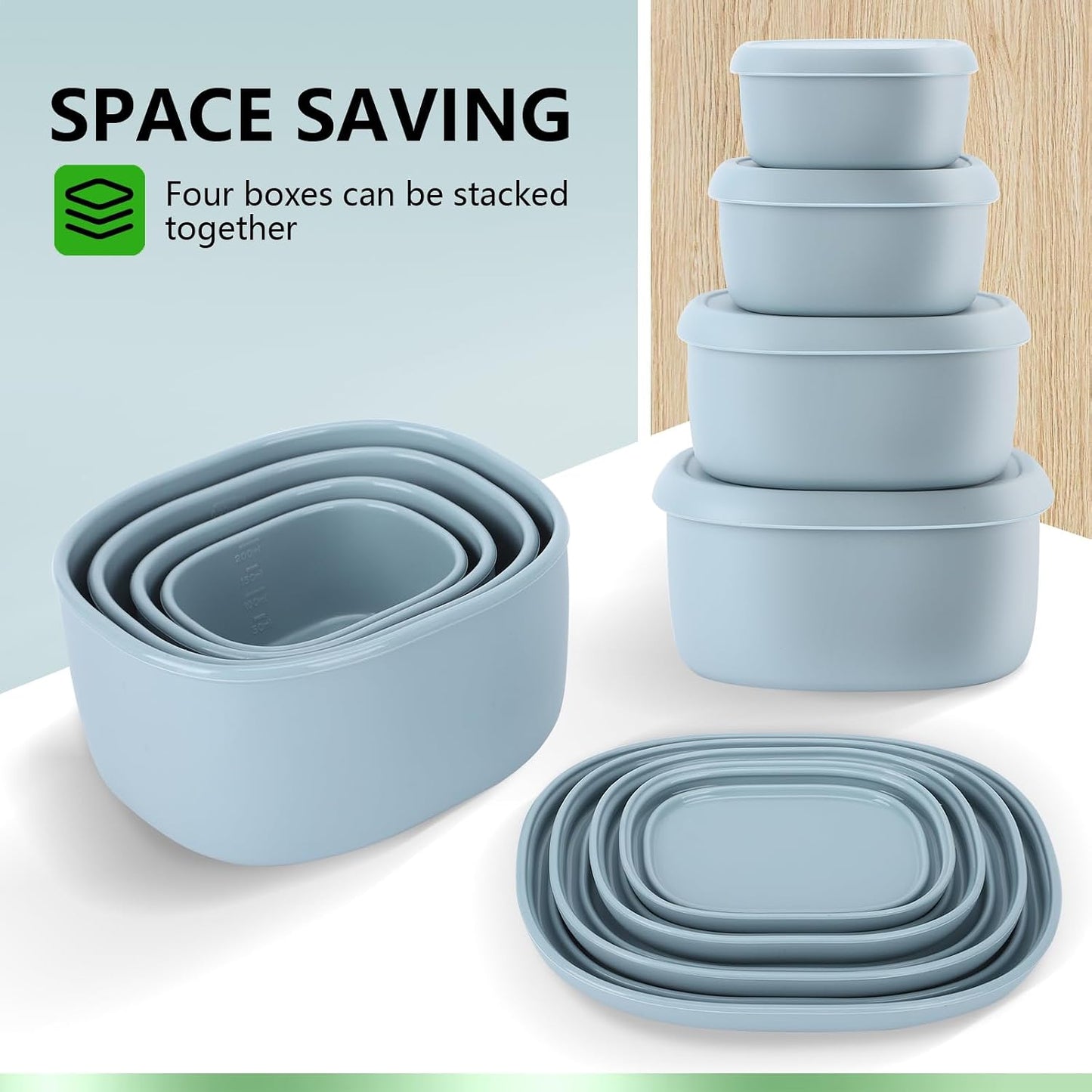 4 Pcs Silicone Food Storage Containers with Lids，BPA Free Reusable Silicone Storage Containers for Food Freezer Containers Freezer Dishwasher Safe (33.8oz, 20oz, 10oz, 6.7oz)