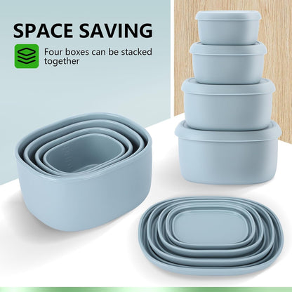 4 Pcs Silicone Food Storage Containers with Lids，BPA Free Reusable Silicone Storage Containers for Food Freezer Containers Freezer Dishwasher Safe (33.8oz, 20oz, 10oz, 6.7oz)