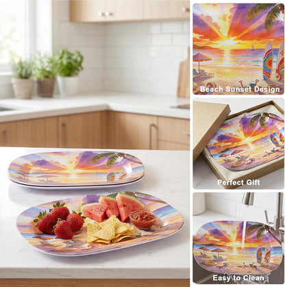 2 Pack Extra Large 17.5 Inch White Serving Trays – Reusable Melamine Platters for Parties, Snacks & Cookies, Durable Food Serving Dishes for Entertaining, Pantry & Kitchen Use White