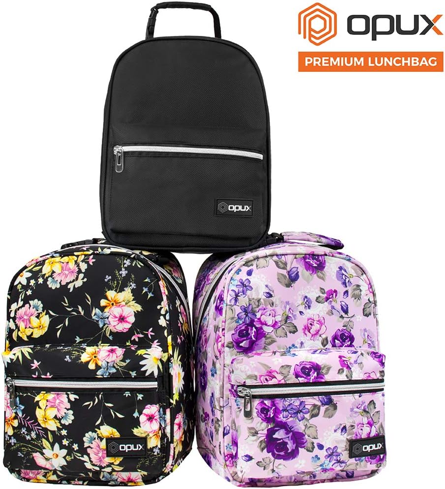 opux Lunch Box for Girls Boys Kids, Insulated Leakproof Lunch Bag, Reusable Teen Lunch Boxes for School, Medium Large lunchbox for Women Men Adult for Work with Front Back Pocket (Purple)