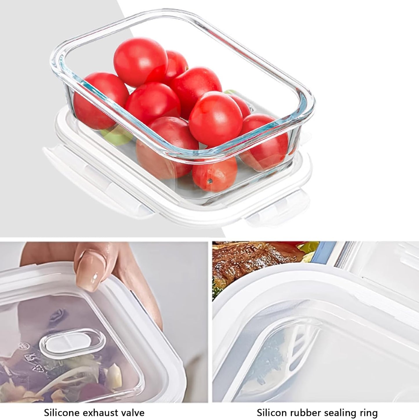 FEOOWV 4Pack 13oz/0.37L Glass Meal Prep Containers with Lids, Glass Storage Containers with Lids, BPA-Free, Pantry Organizers and Storage, Freezer to Oven Safe (Pink)