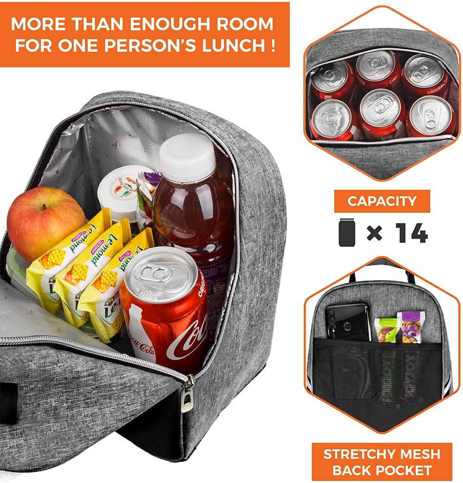opux Lunch Box for Girls Boys Kids, Insulated Leakproof Lunch Bag, Reusable Teen Lunch Boxes for School, Medium Large lunchbox for Women Men Adult for Work with Front Back Pocket (Purple)