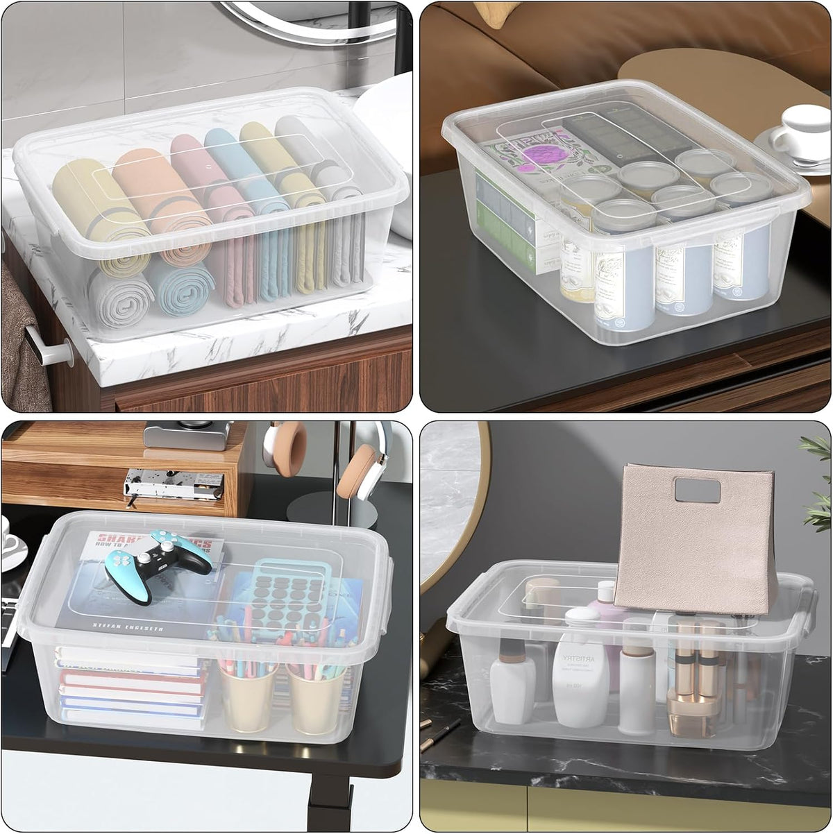 16 Quart Clear Dough Proofing Box, Latching Box with Lid, 2-Pack