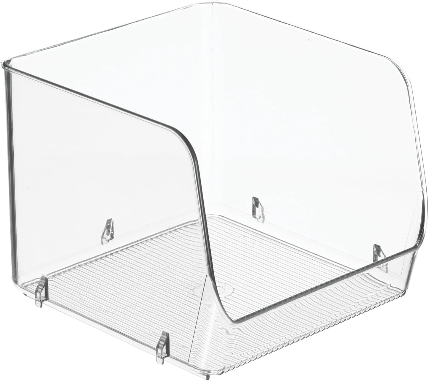 iDesign Stackable Open-Front Storage Bin for Pantry or Household Storage, Clear, Made in USA