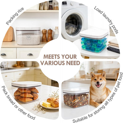 LEAWALK 10Lbs/10.57Qt Airtight Dog Cat Food Storage Container and Dog Treat Containers BPA-Free, PET Clear Stackable Pet Storage Bin, Pop Top, 1-Cup Scoop for Pet Food/Rice/Flour/Bread/Grains