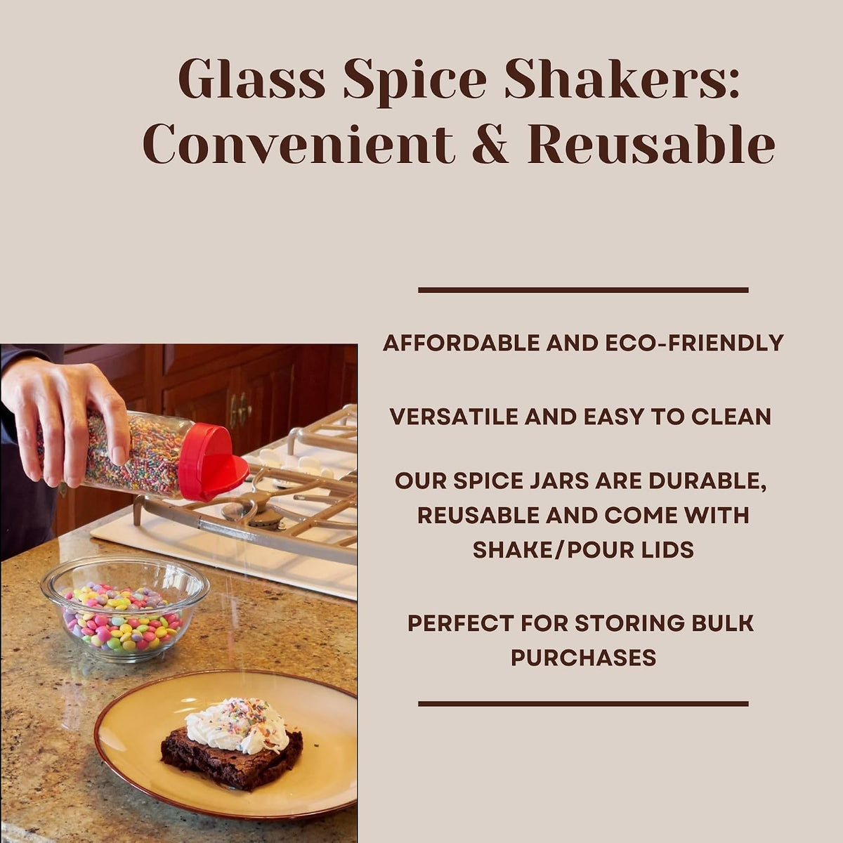 JARMING COLLECTIONS 16oz Glass Spice Shakers with Lids – Large Seasoning Containers with Shaker Tops for Kitchen, Pantry & Herb Storage