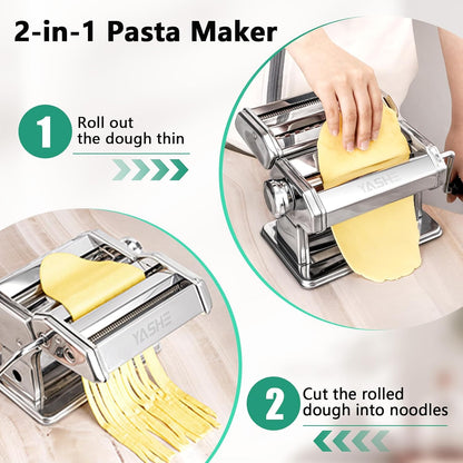 YASHE 3-in-1 Pasta Maker Machine with Adjustable Thickness