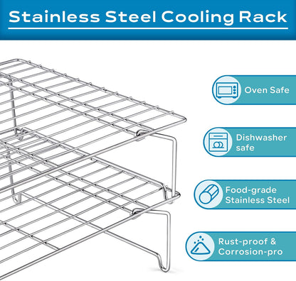 Leonyo 5-Tier 15x10IN Cookie Cooling Rack for Cooking Stackable Collapsible